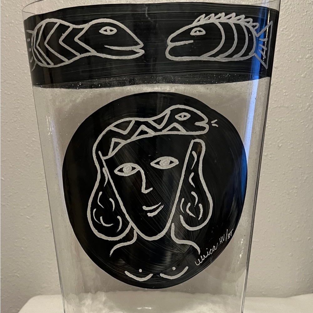 Vintage Kosta Boda Vase with fish.